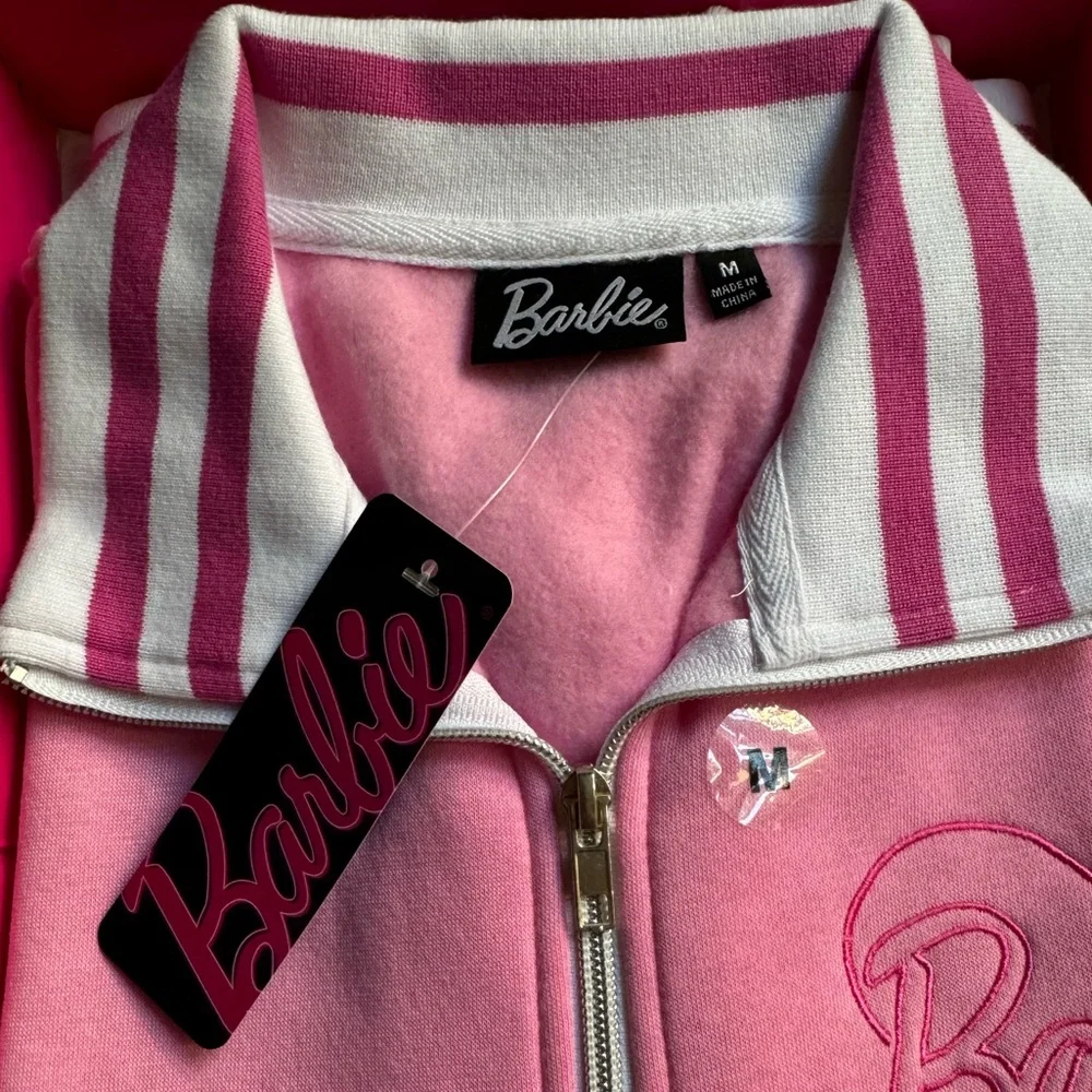 SOLD!! NIB Barbie Pink Quarter Zip Long Sleeve Sweatshirt in Mattel Gift Box - Picture 9 of 16
